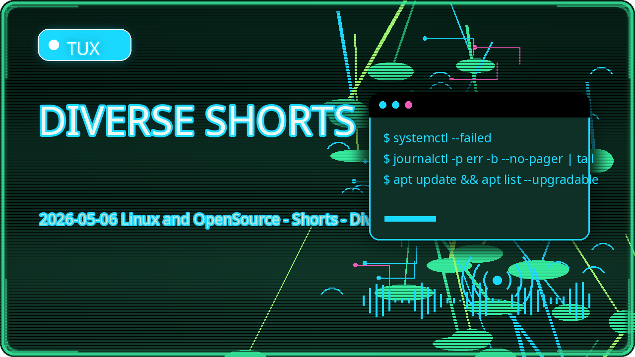 Thumbnail for 2026-05-06 Linux and OpenSource - Shorts - Diverse