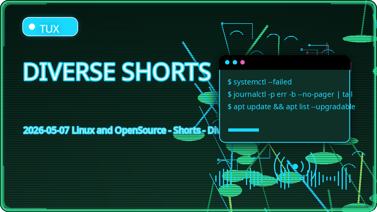 Thumbnail for 2026-05-07 Linux and OpenSource - Shorts - Diverse
