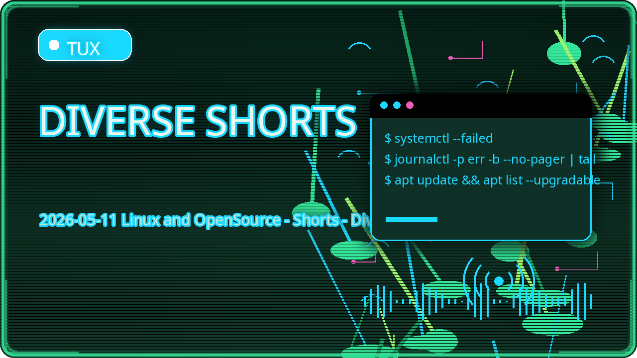 Thumbnail for 2026-05-11 Linux and OpenSource - Shorts - Diverse