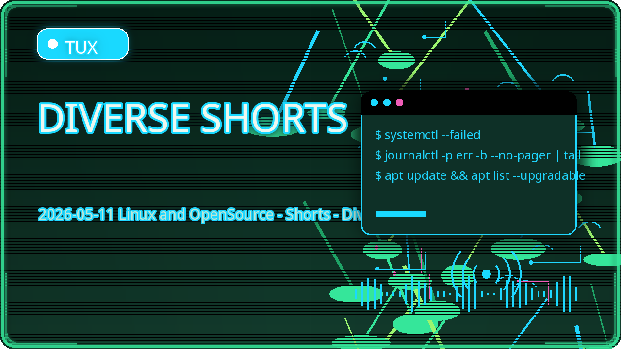 Thumbnail for 2026-05-11 Linux and OpenSource - Shorts - Diverse