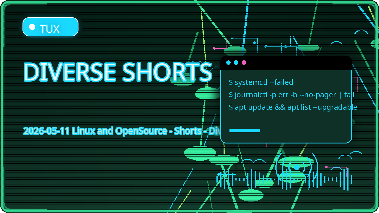 Thumbnail for 2026-05-11 Linux and OpenSource - Shorts - Diverse