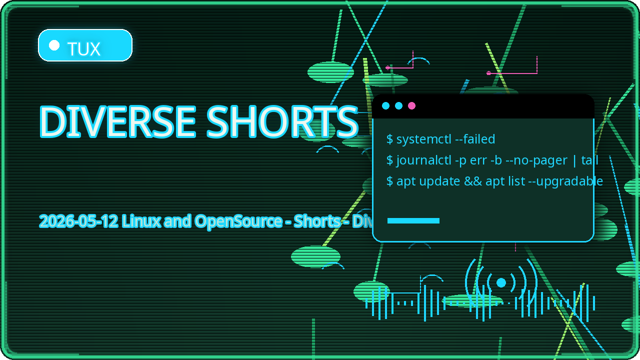 Thumbnail for 2026-05-12 Linux and OpenSource - Shorts - Diverse
