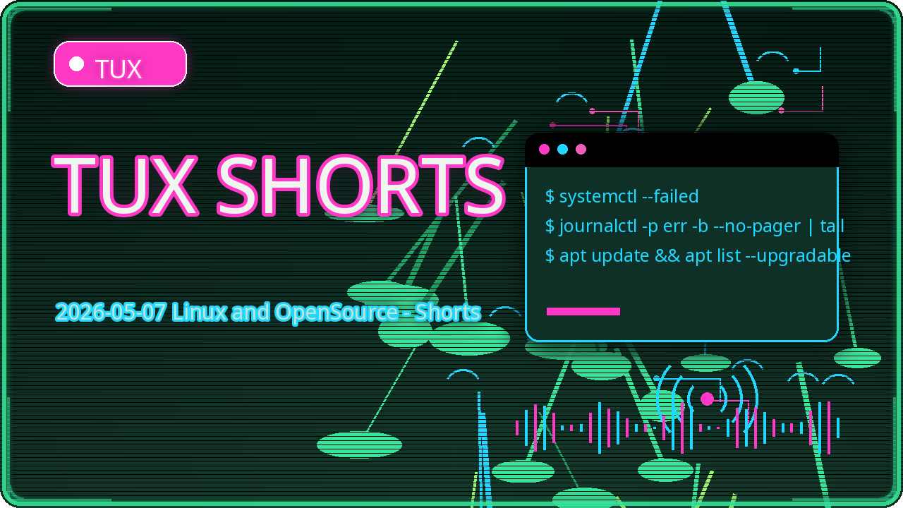 Thumbnail for 2026-05-07 Linux and OpenSource - Shorts